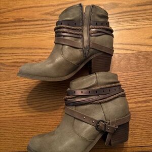 Boots Women's Ankle Booties in Khaki and Dark Brown